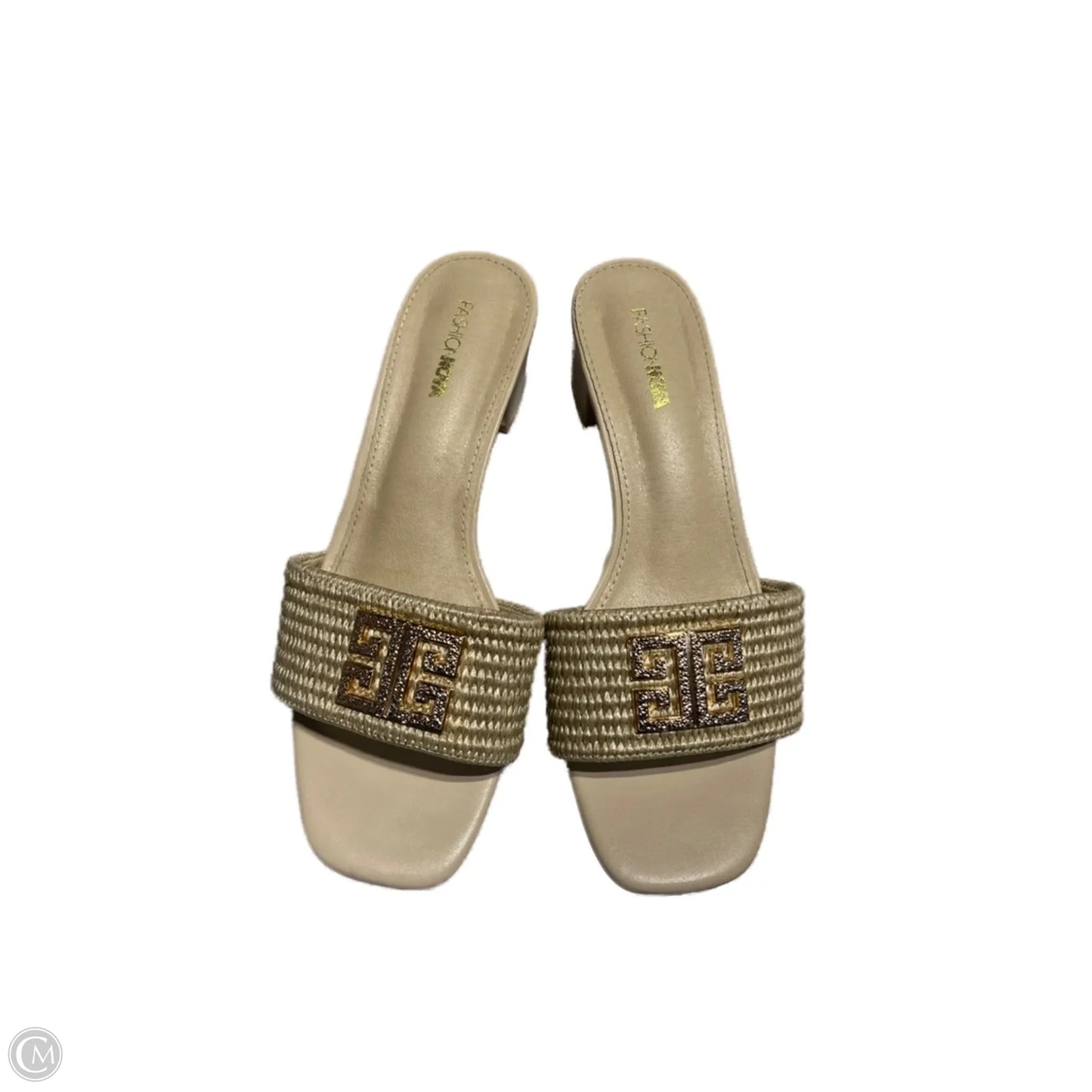 Sandals Heels Block By Fashion Nova In Tan, Size: 10