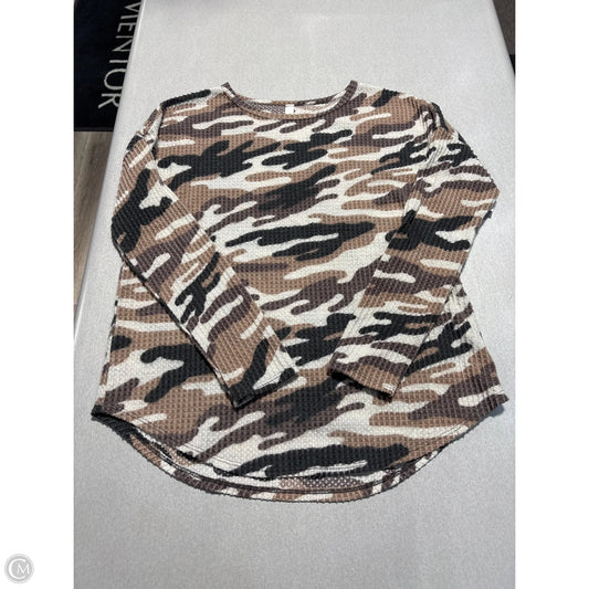 Top Long Sleeve By Cmc In Brown, Size: M