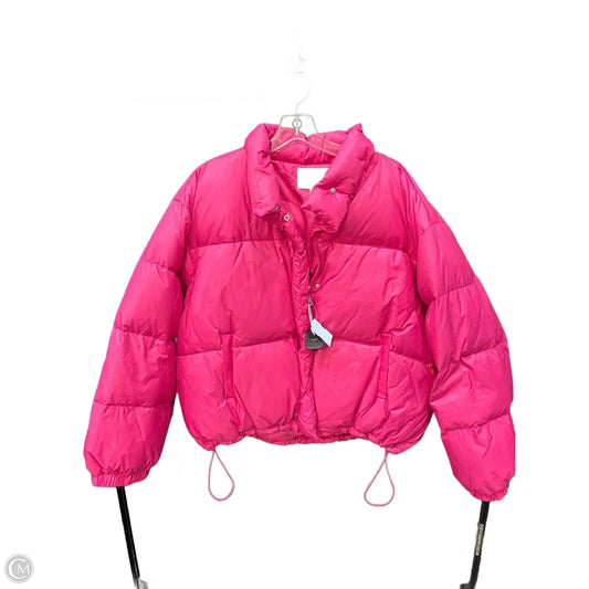 Coat Puffer & Quilted By Karen Kane In Pink, Size: Xl