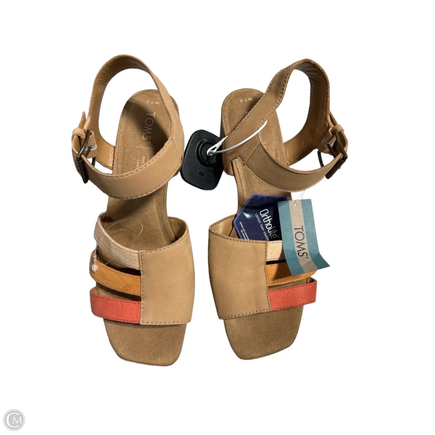 Sandals Heels Block By Toms In Pink & Tan, Size: 7.5