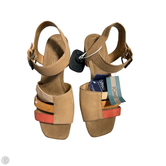 Sandals Heels Block By Toms In Pink & Tan, Size: 7.5