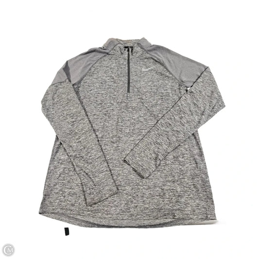 Athletic Top Long Sleeve Collar By Nike In Grey, Size: M