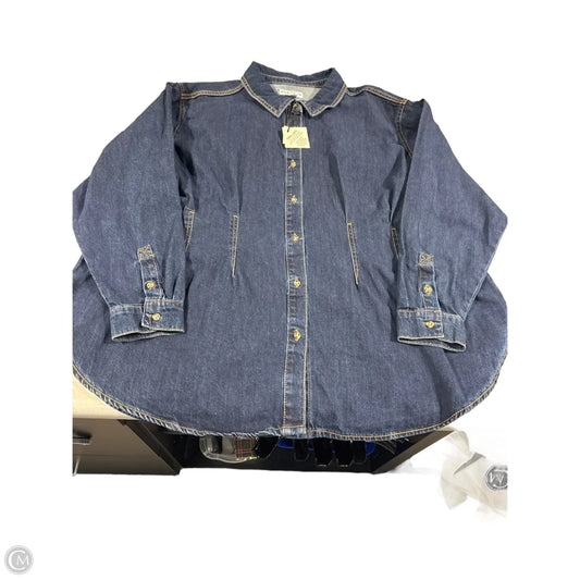 Top Long Sleeve By Ava & Viv In Blue Denim, Size: 2x