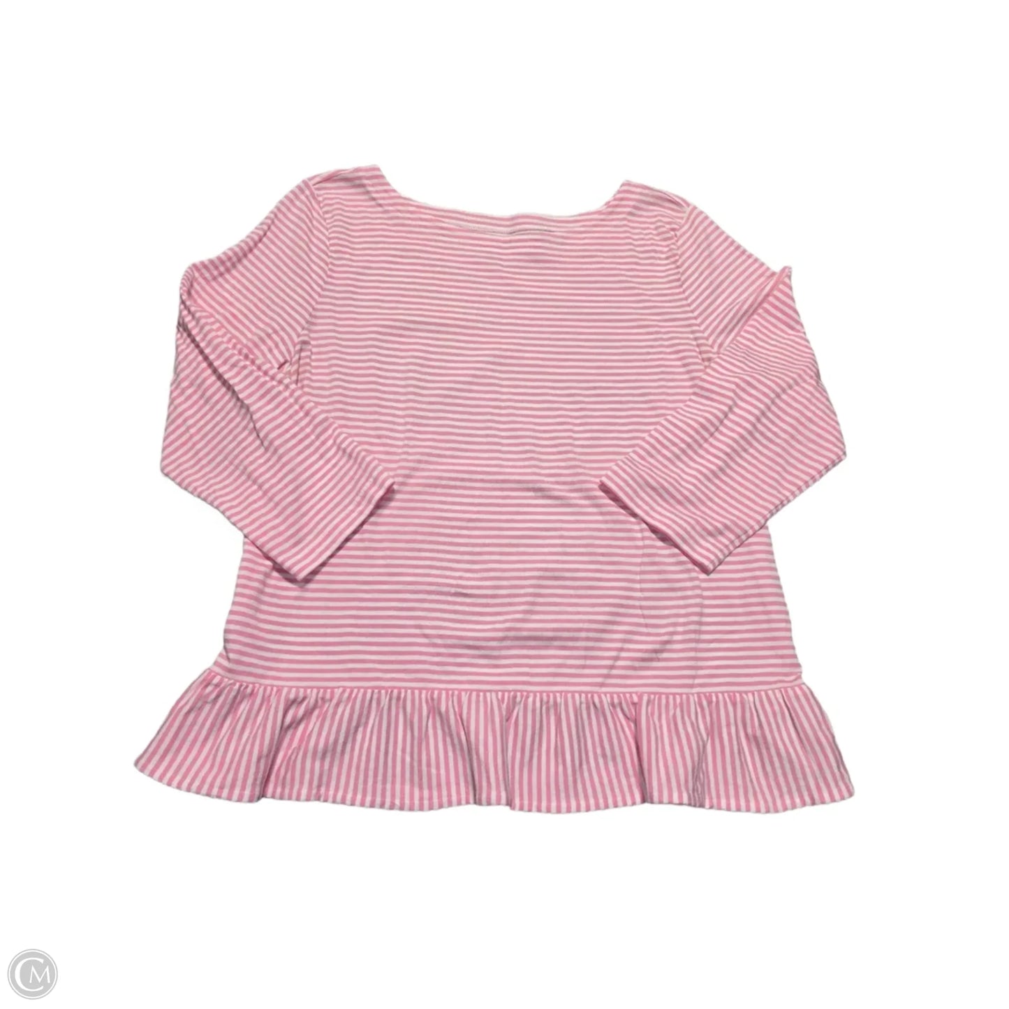 Top Long Sleeve By Talbots In Pink & White, Size: L