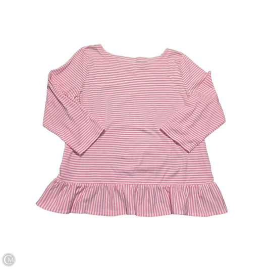 Top Long Sleeve By Talbots In Pink & White, Size: L