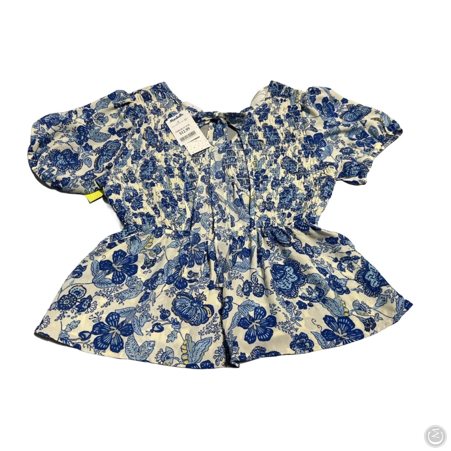 Top Short Sleeve By Sienna Sky In Blue & Cream, Size: Xl