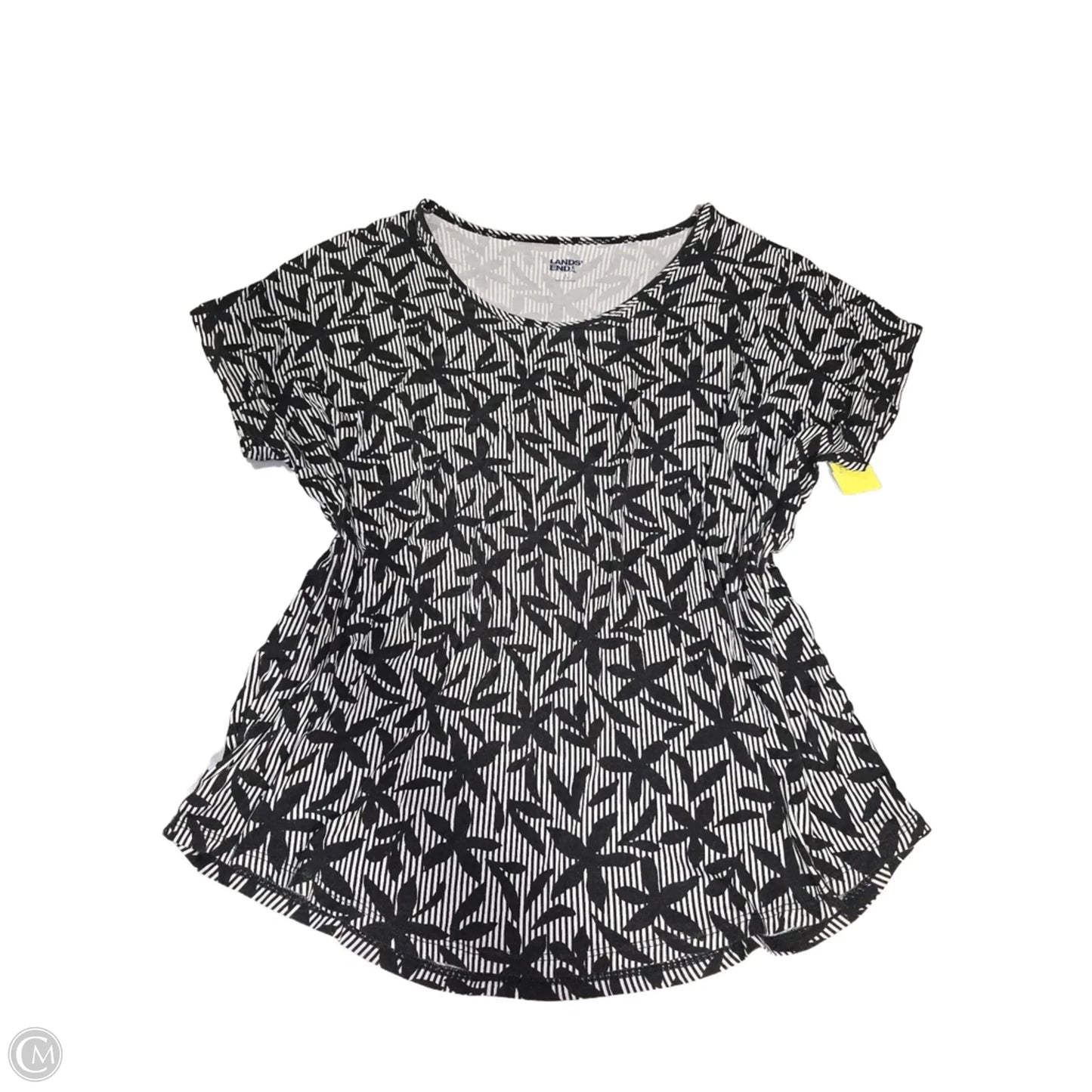 Top Short Sleeve By Lands End In Black & White, Size: L