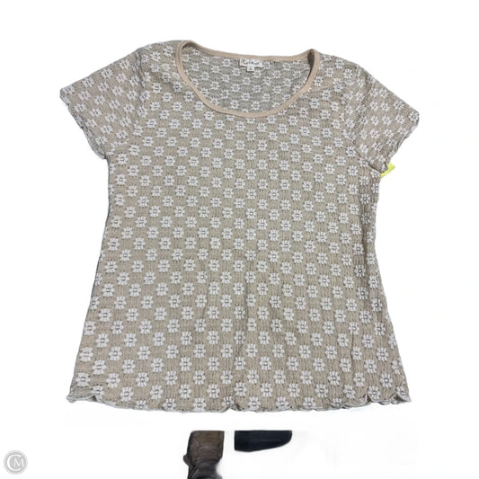 Top Short Sleeve By Hem & Thread In Tan, Size: L