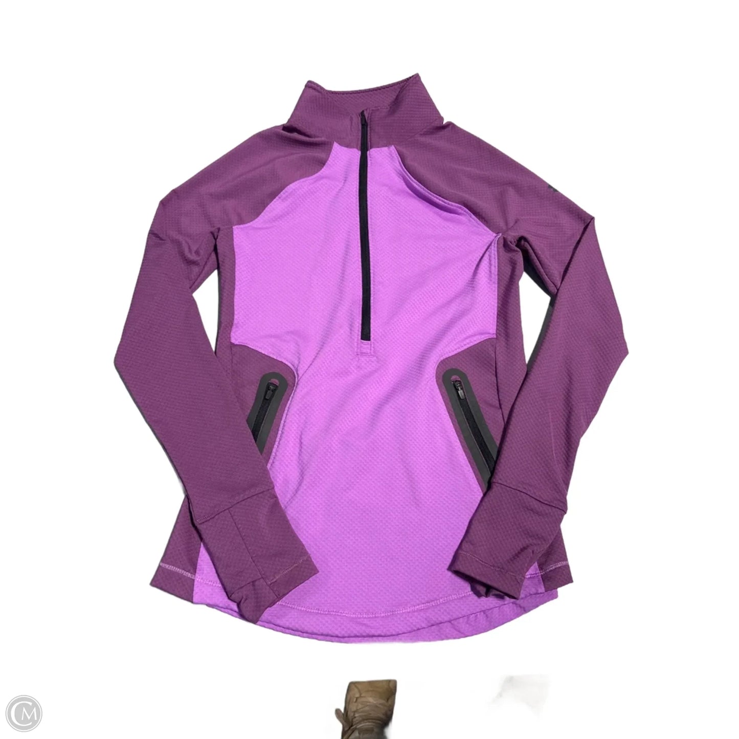 Athletic Top Long Sleeve Collar By Under Armour In Purple, Size: Xs