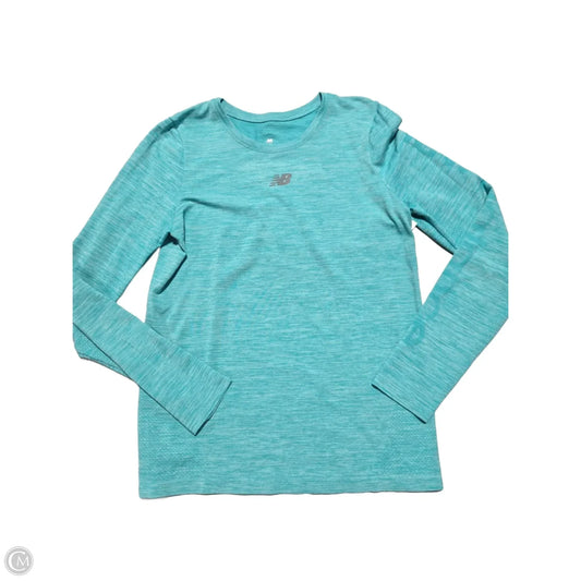 Athletic Top Long Sleeve Collar By New Balance In Blue, Size: M