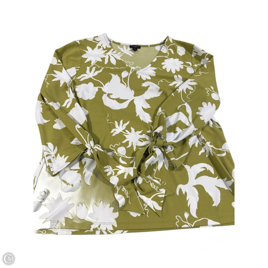 Top Long Sleeve By Ann Taylor In Green & White, Size: Xl