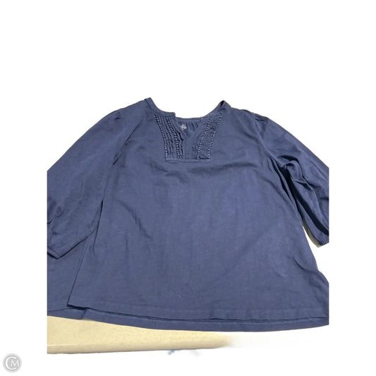Top 3/4 Sleeve By St Johns Bay In Navy, Size: 2x