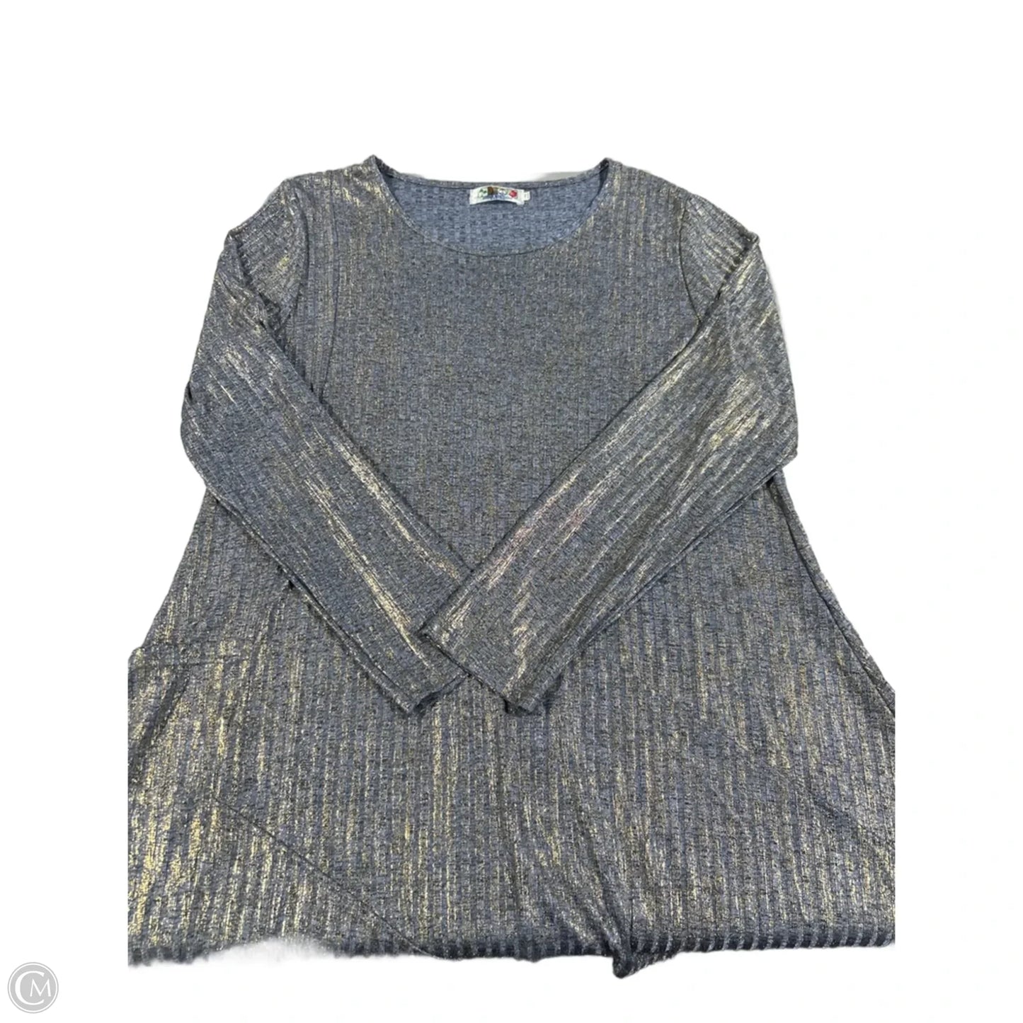 Top Long Sleeve By Cmc In Blue & Gold, Size: L