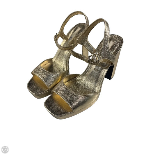 Shoes Heels Block By Zara In Gold, Size: 9.5