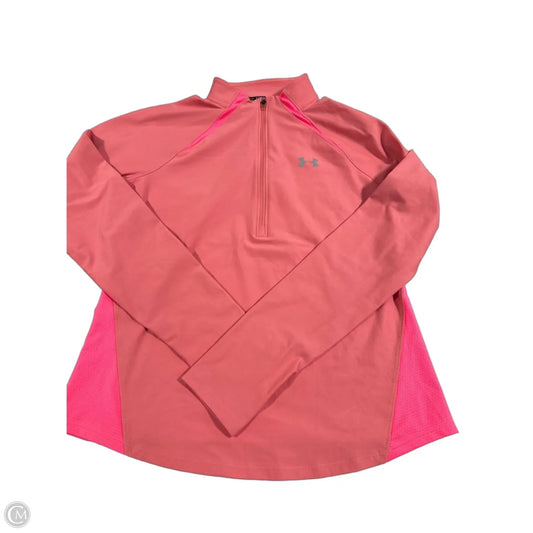 Athletic Top Long Sleeve Collar By Under Armour In Pink, Size: M