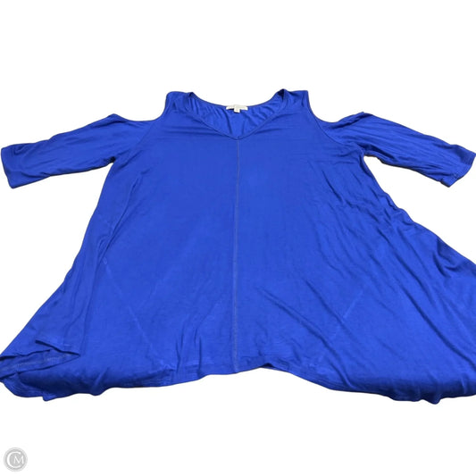 Top 3/4 Sleeve By Green Envelope In Blue, Size: 2x