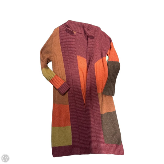 Sweater Cardigan By Chicos In Brown & Orange, Size: L