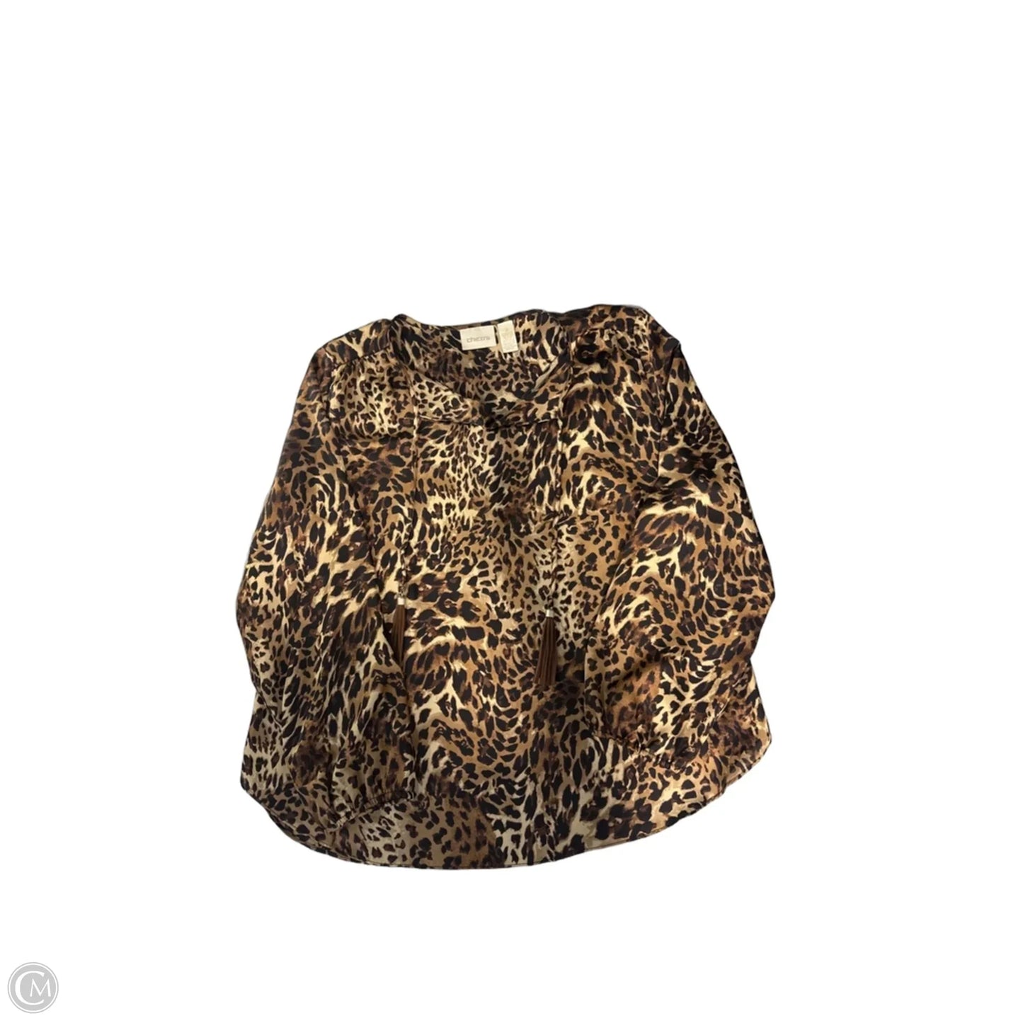 Blouse Long Sleeve By Chicos In Animal Print, Size: L