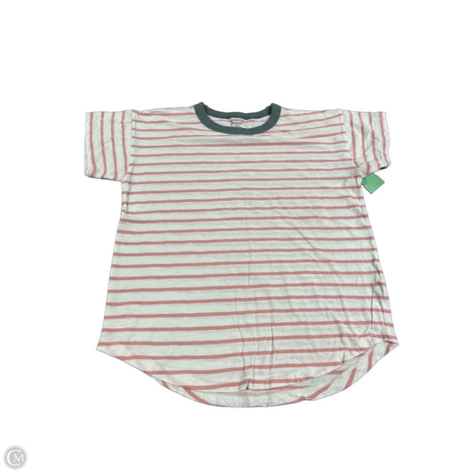 Top Short Sleeve By Madewell In Pink & White, Size: S