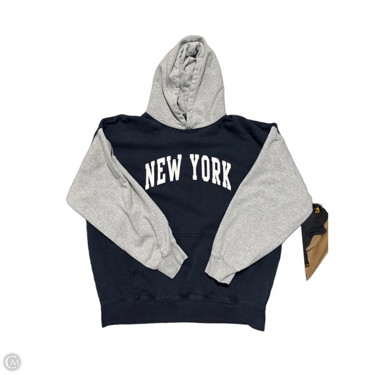 Sweatshirt Hoodie By Brandy Melville In Blue & Grey, Size: Xl