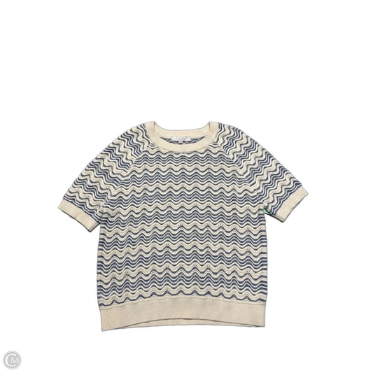 Sweater Short Sleeve By Loft In Blue & White, Size: L