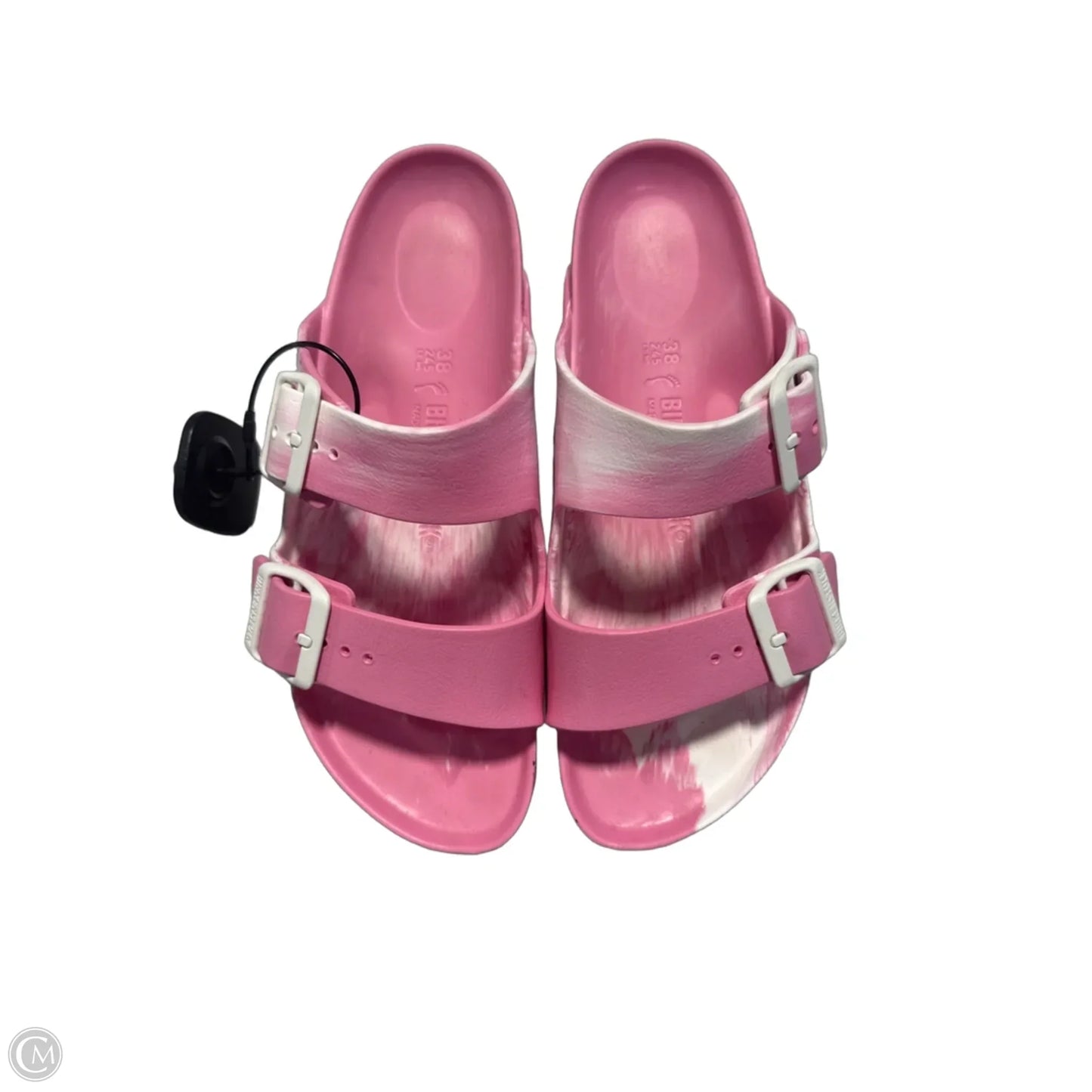 Sandals Flats By Birkenstock In Pink & White, Size: 7