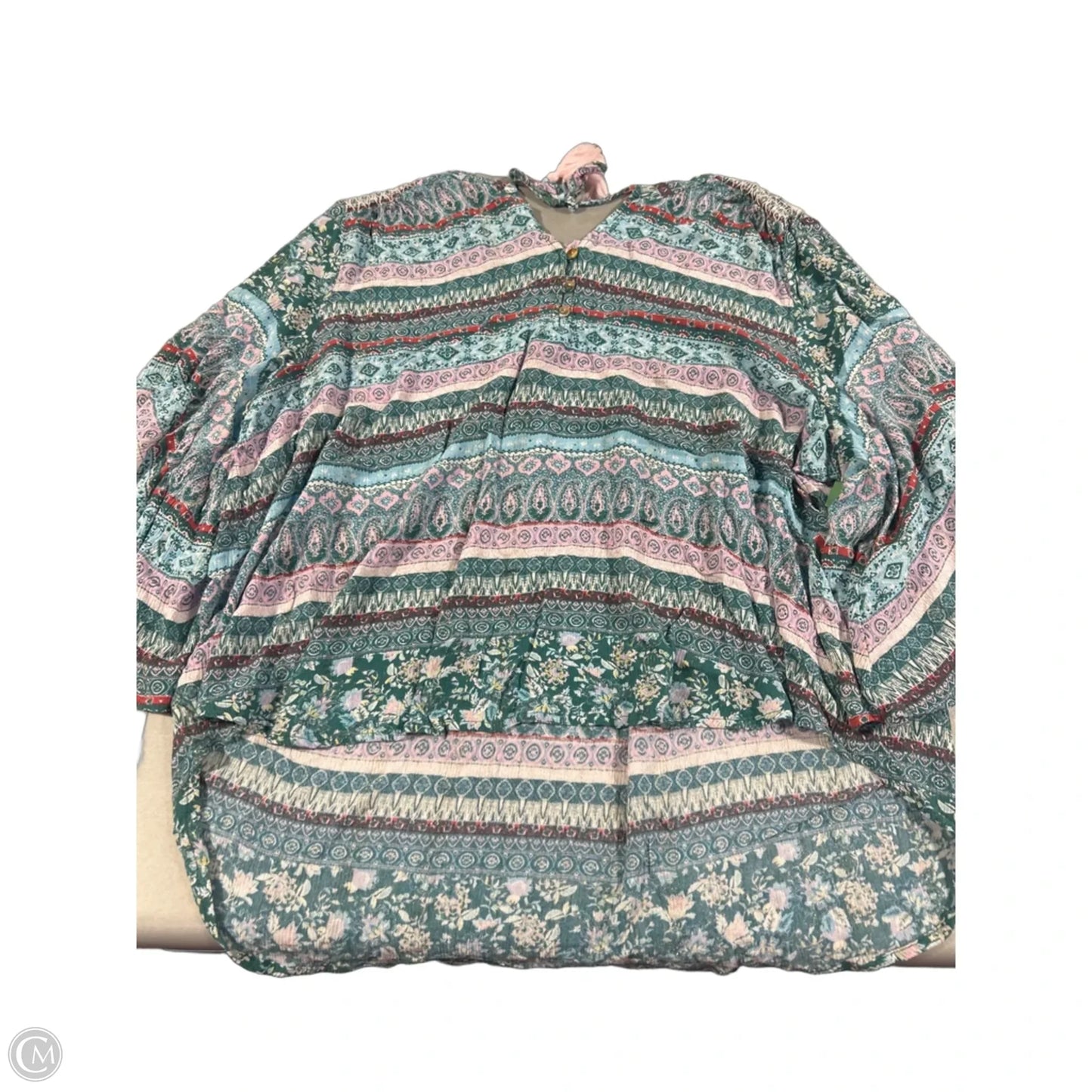 Top Long Sleeve By One World In Blue, Size: 3x