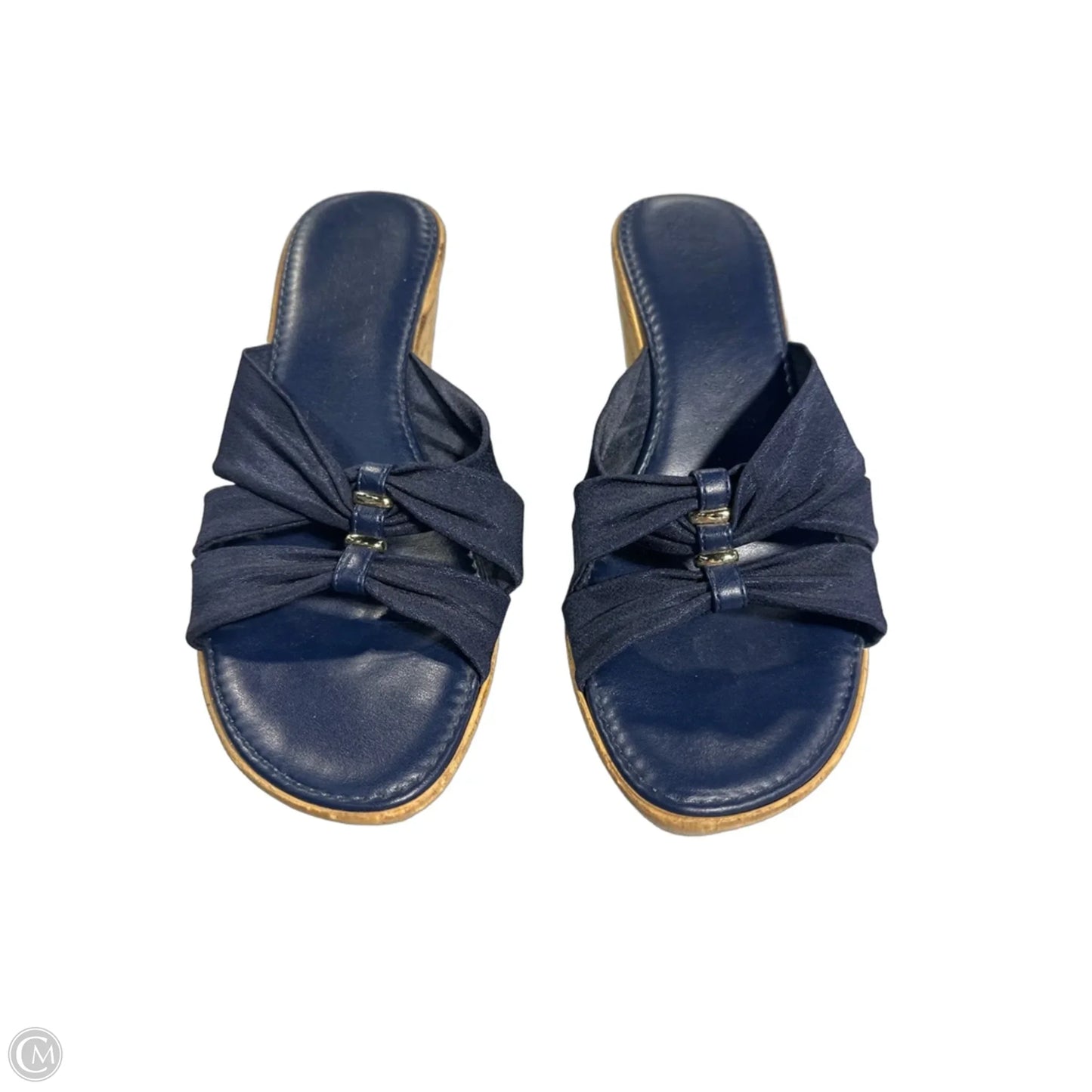 Sandals Flats By Italian Shoemakers In Navy, Size: 6