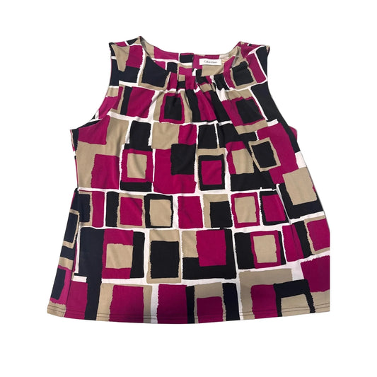 Top Sleeveless By Calvin Klein In Purple & Tan, Size: 1x