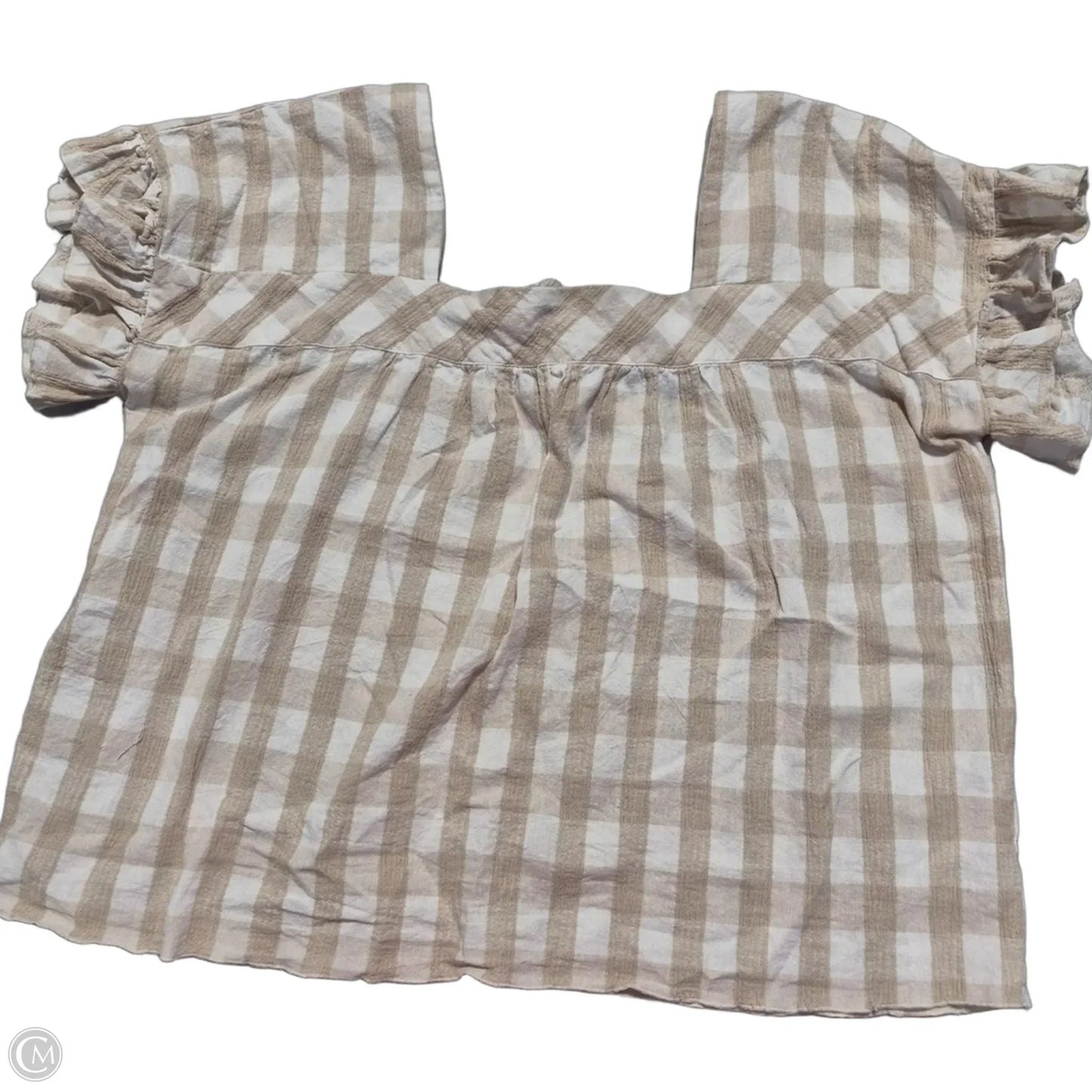 Blouse Short Sleeve By Tribal In Tan & White, Size: Xl