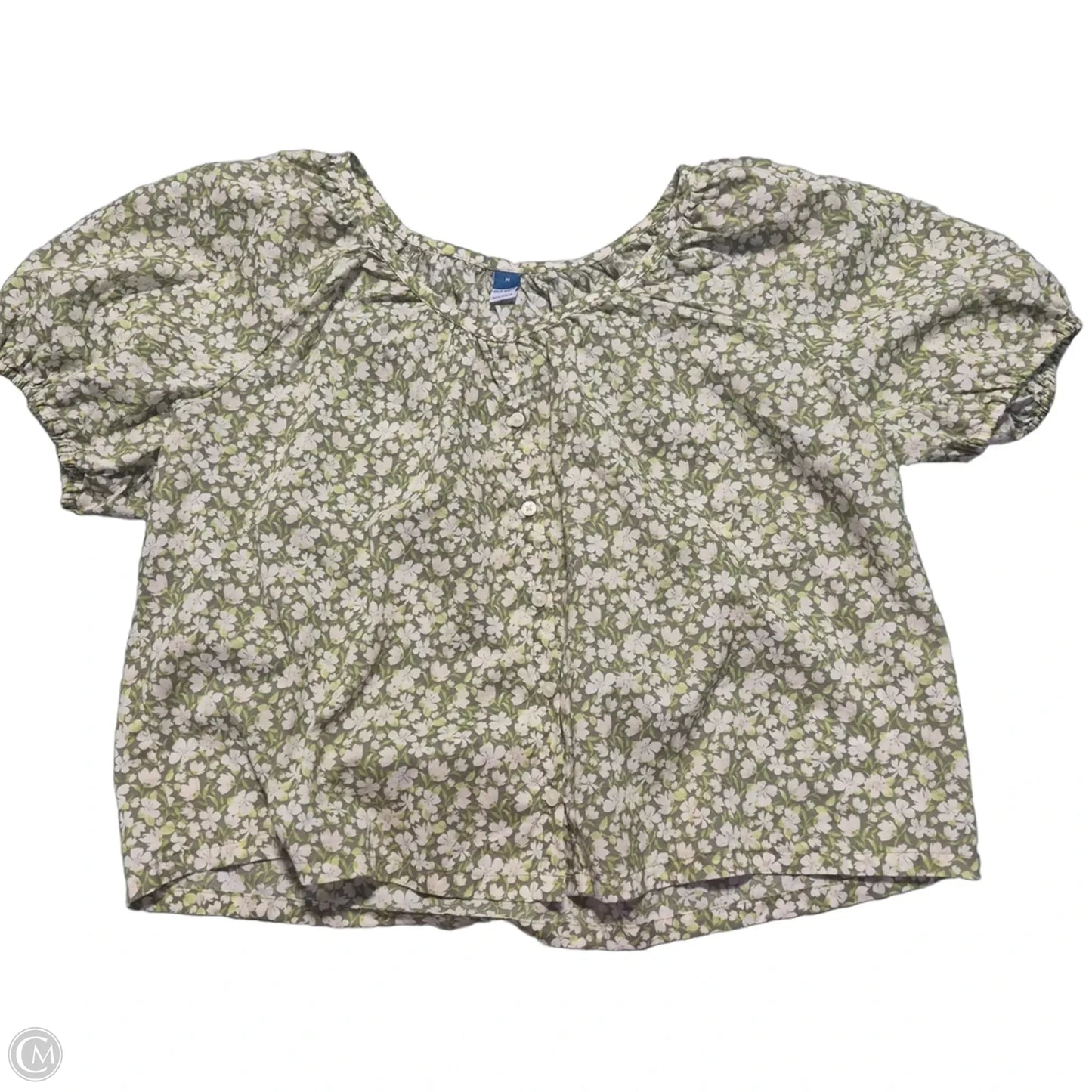 Top Short Sleeve By Old Navy In Green & White, Size: M