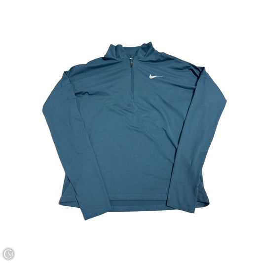 Athletic Top Long Sleeve Collar By Nike In Blue, Size: S