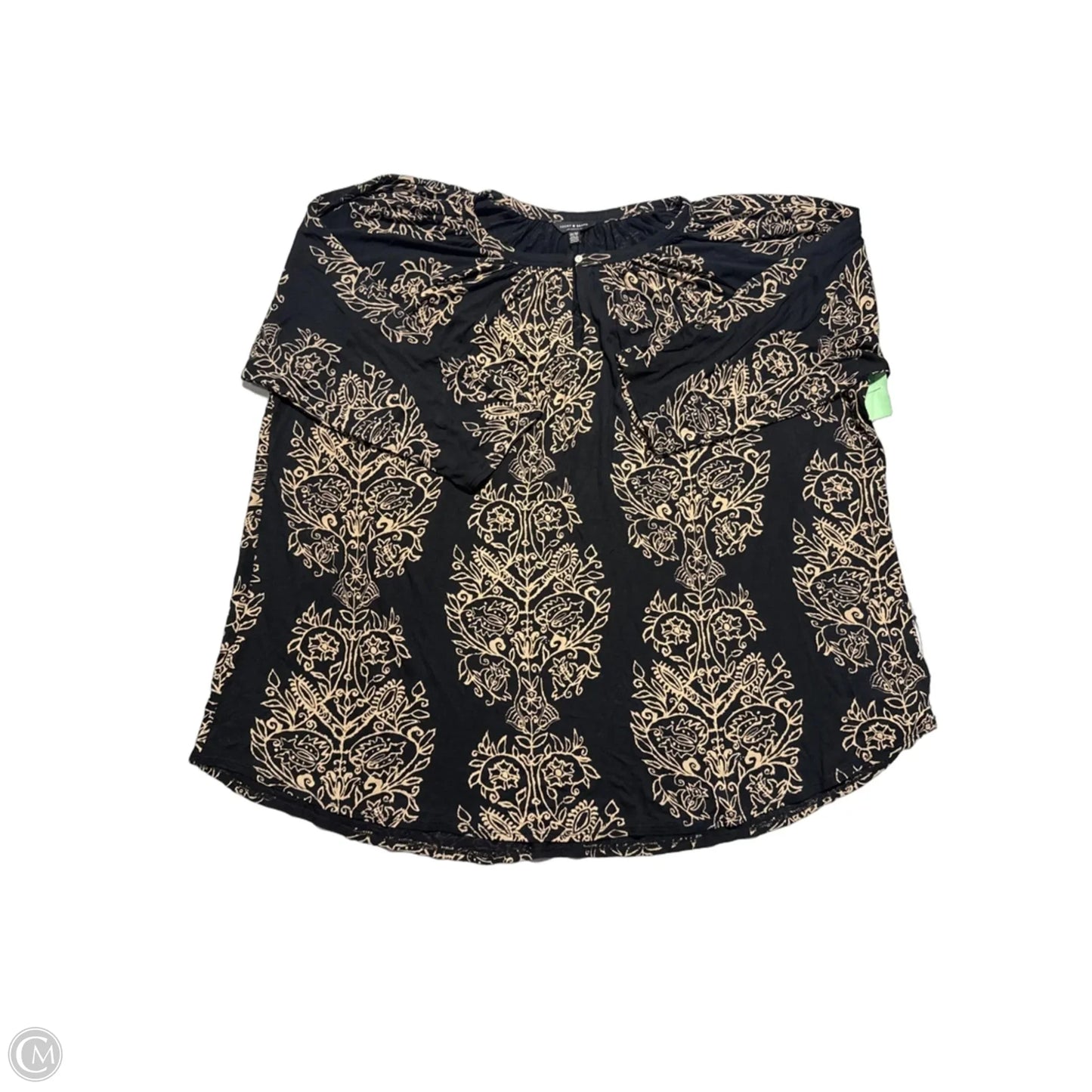 Top 3/4 Sleeve By Lucky Brand In Black & Tan, Size: 3x