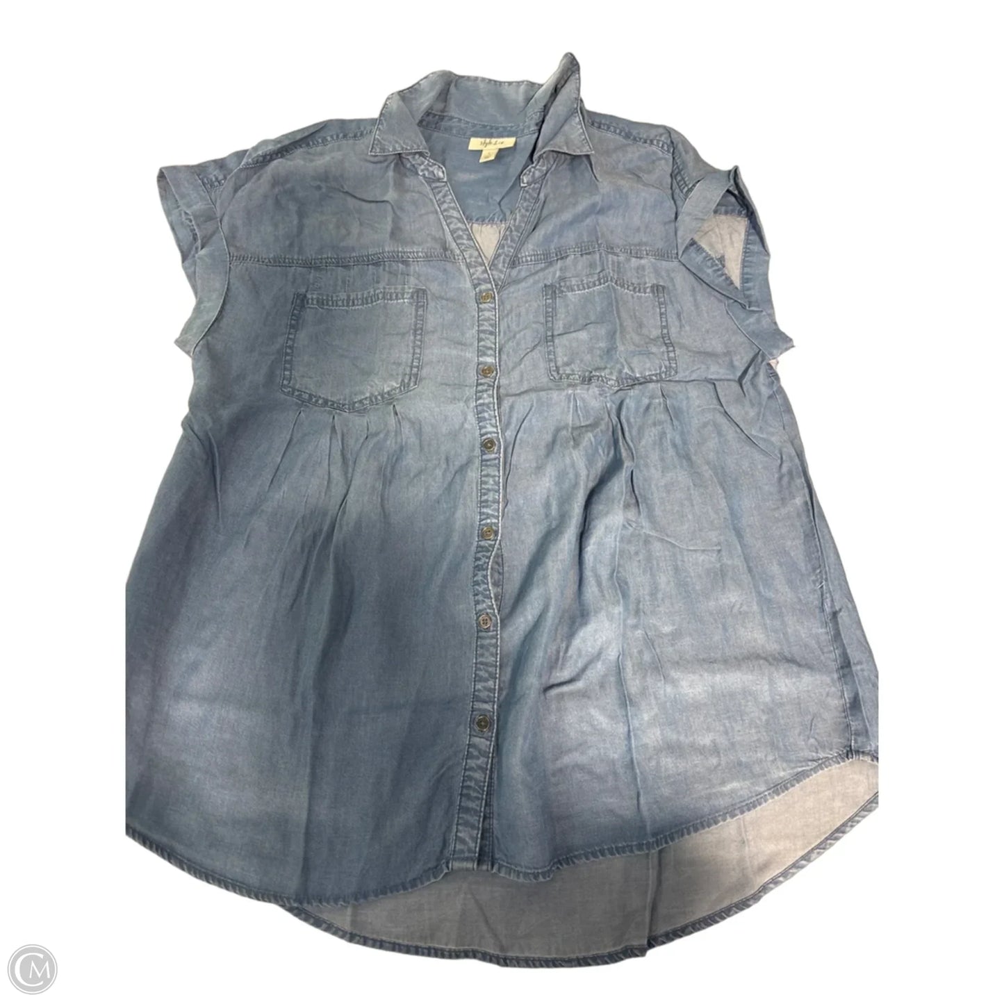 Top Short Sleeve By Style And Co Collection Women In Blue, Size: L