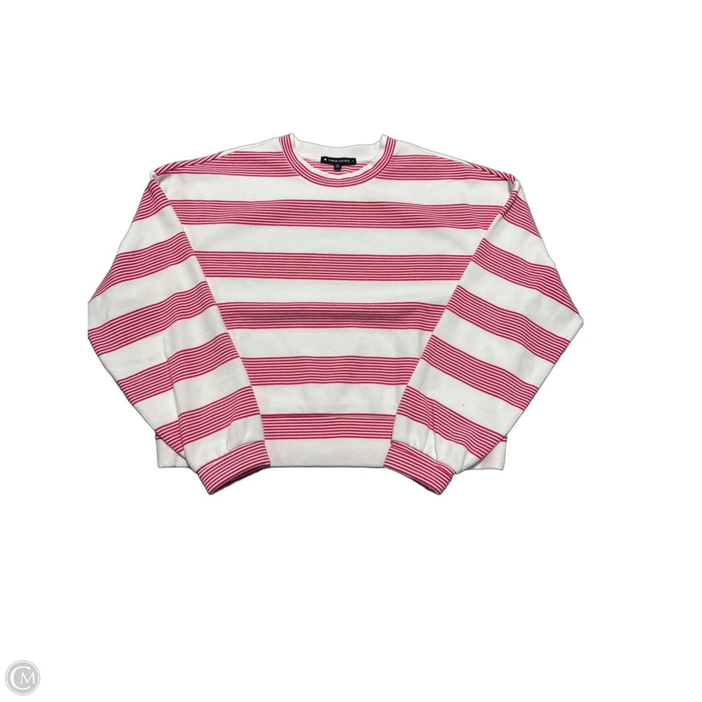Top Long Sleeve By Cmc In Pink & White, Size: L