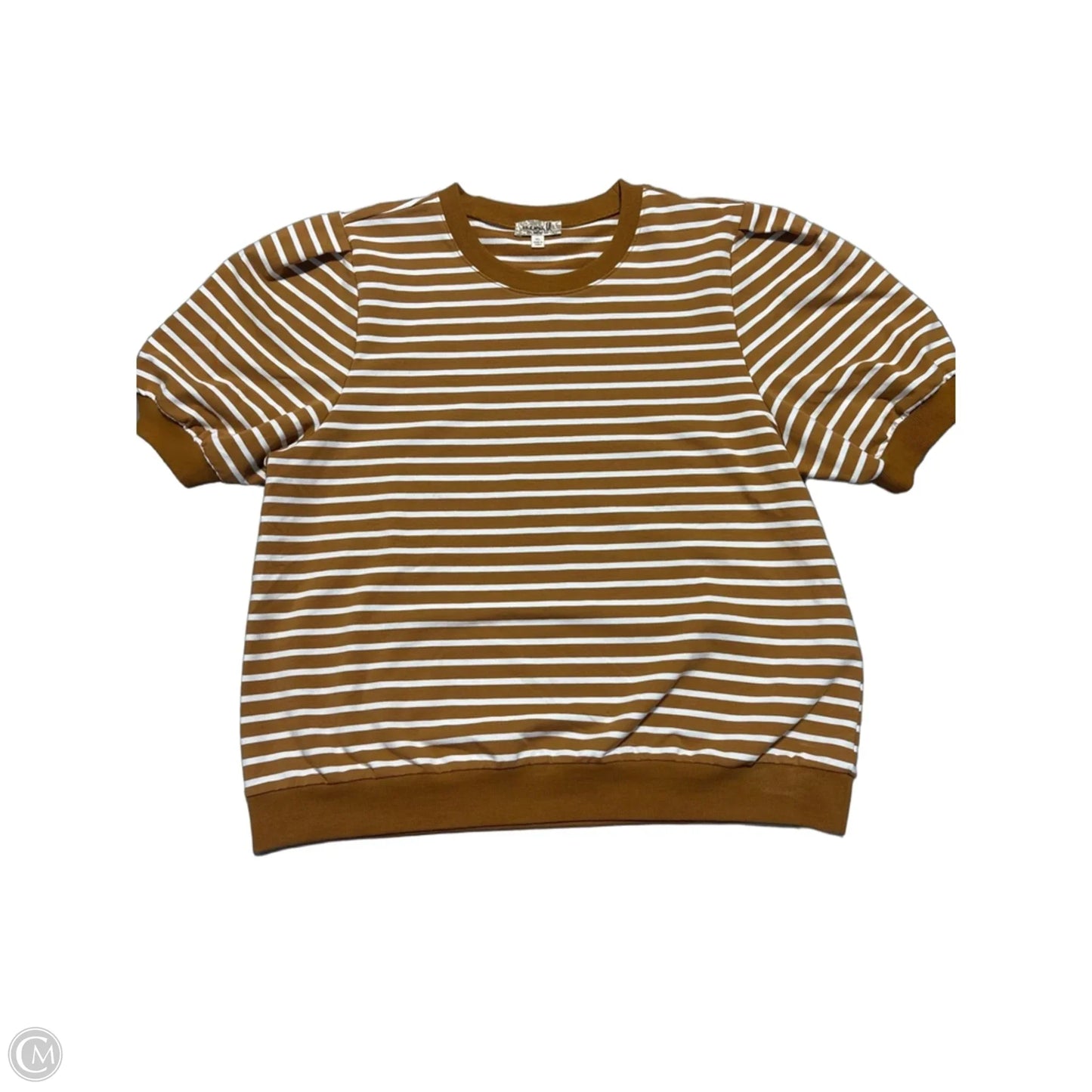 Top Short Sleeve By One World In Tan & White, Size: Xl