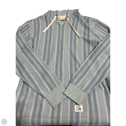Sweatshirt Hoodie By Quicksilver In Blue & White, Size: M