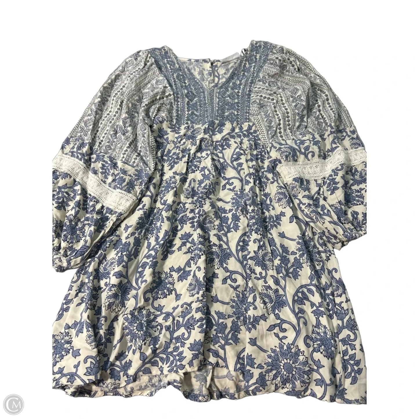 Dress Casual Short By Sincerely Jules In Blue & Cream, Size: S