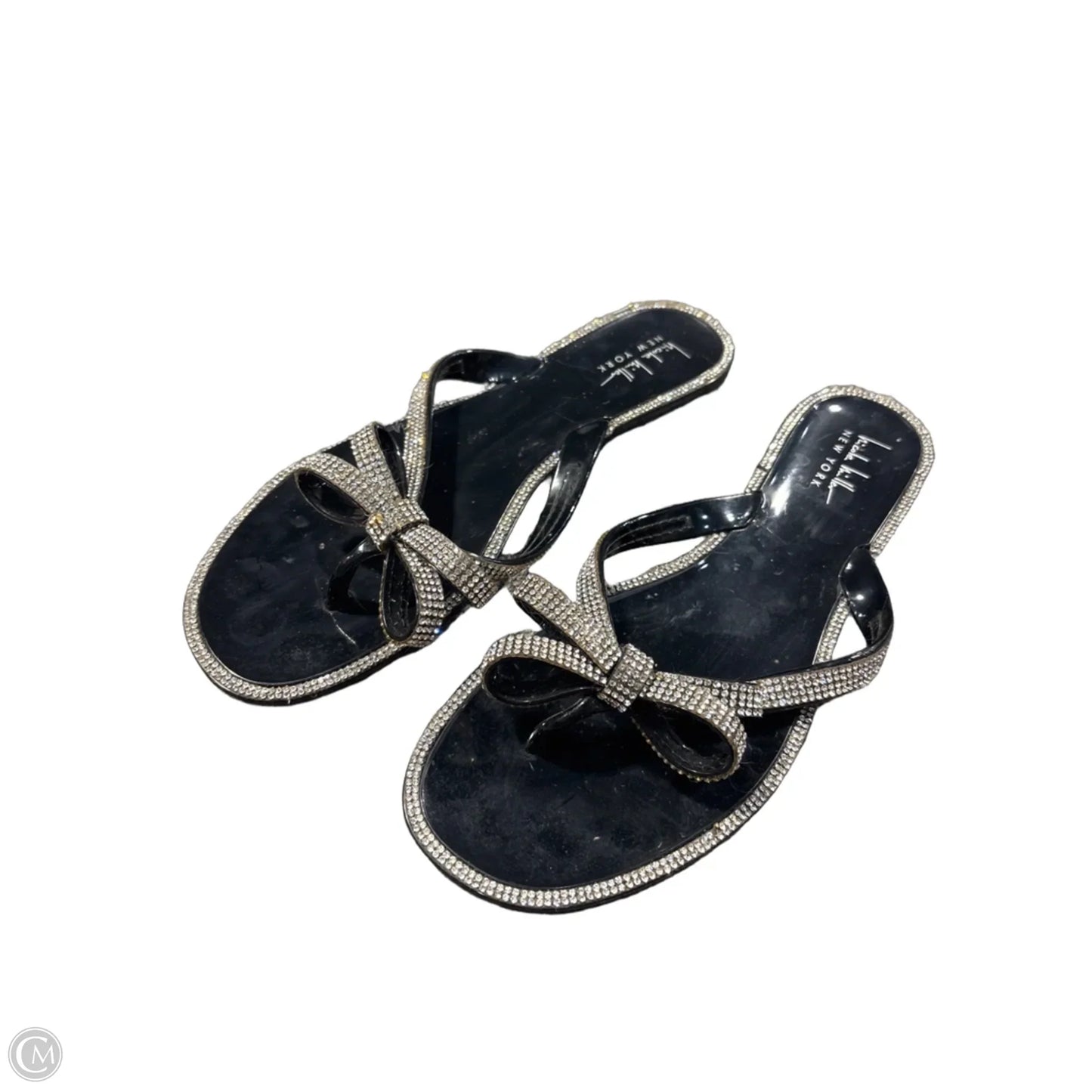 Sandals Flats By Nicole By Nicole Miller In Black & Silver, Size: 10