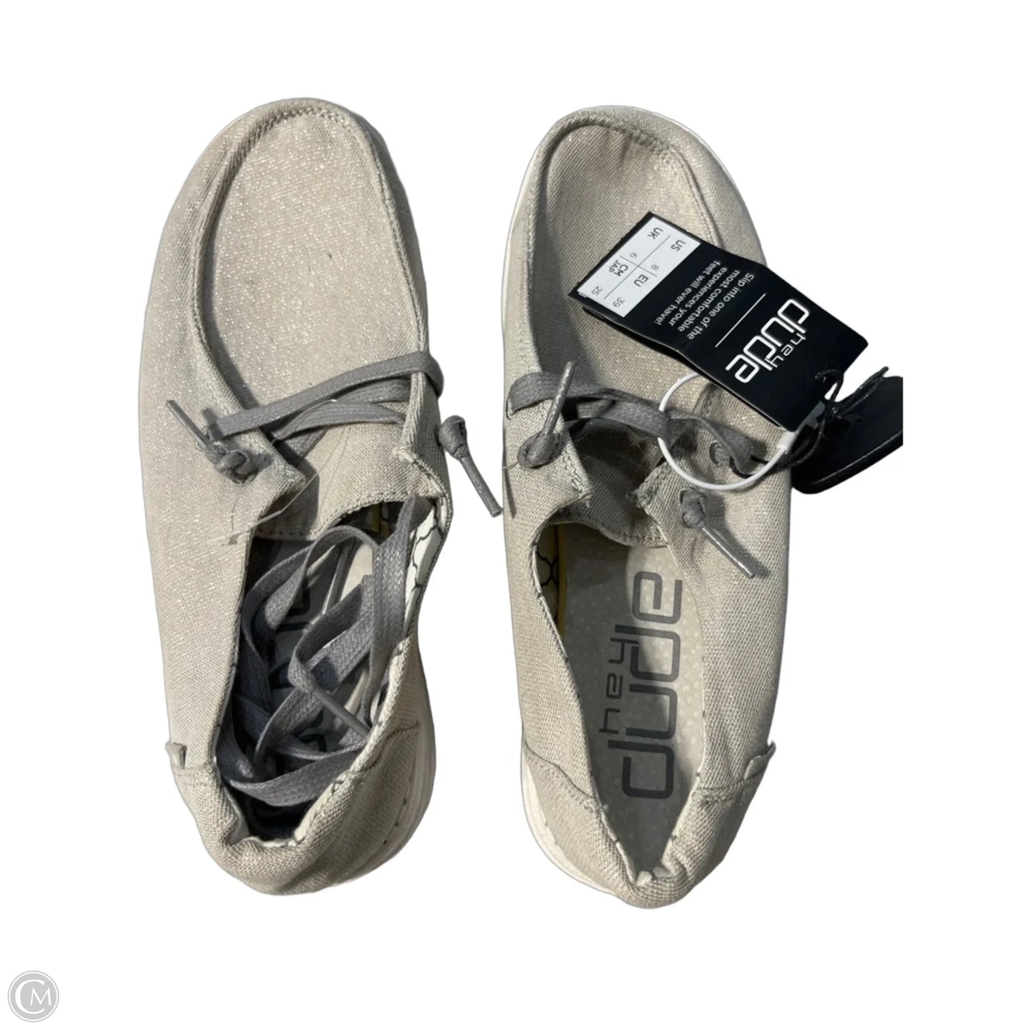 Shoes Flats By Hey Dude In Silver, Size: 8