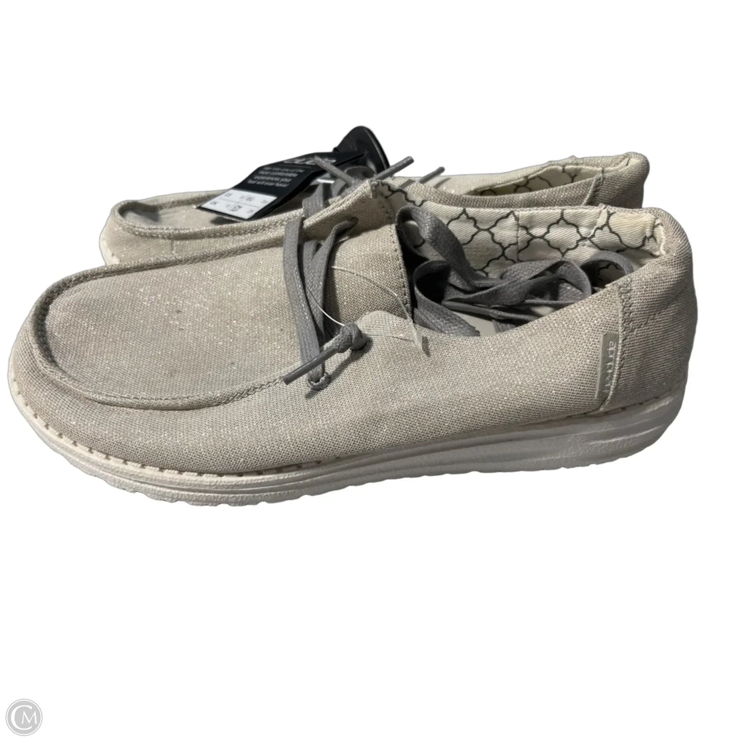 Shoes Flats By Hey Dude In Silver, Size: 8