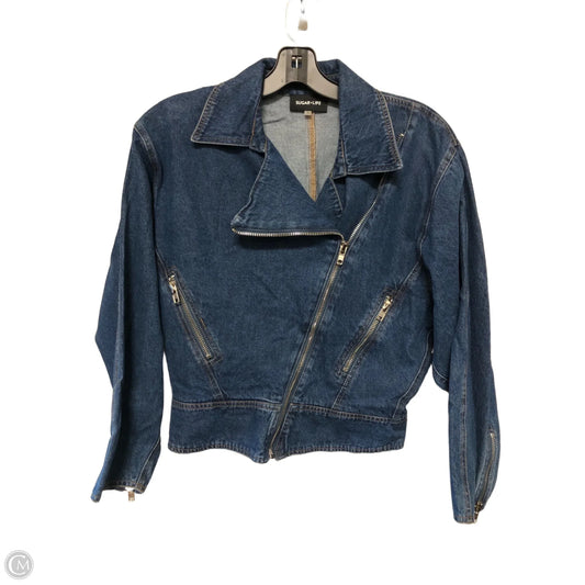 Jacket Denim By Sugar Lips In Blue Denim, Size: L