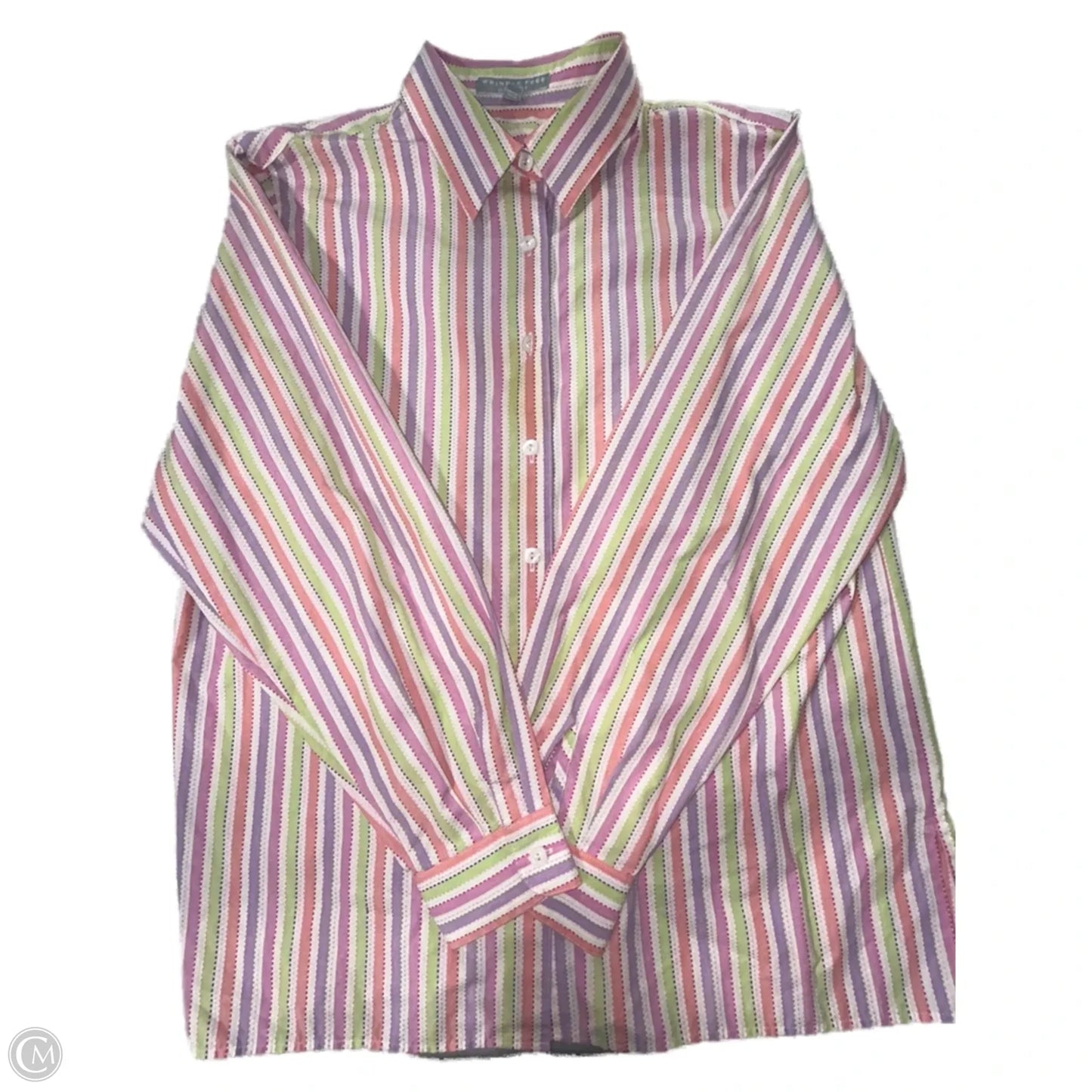 Top Long Sleeve By Foxcroft In Striped Pattern, Size: Xl