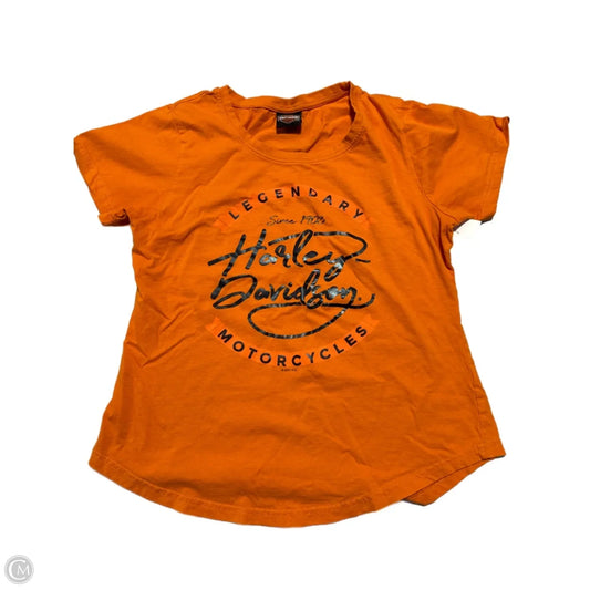 Top Short Sleeve By Harley Davidson In Orange, Size: L