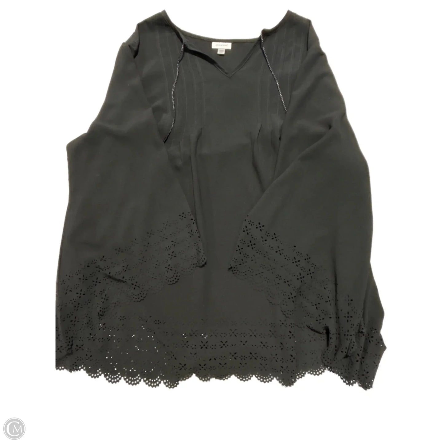 Blouse Long Sleeve By Avenue In Black, Size: 22