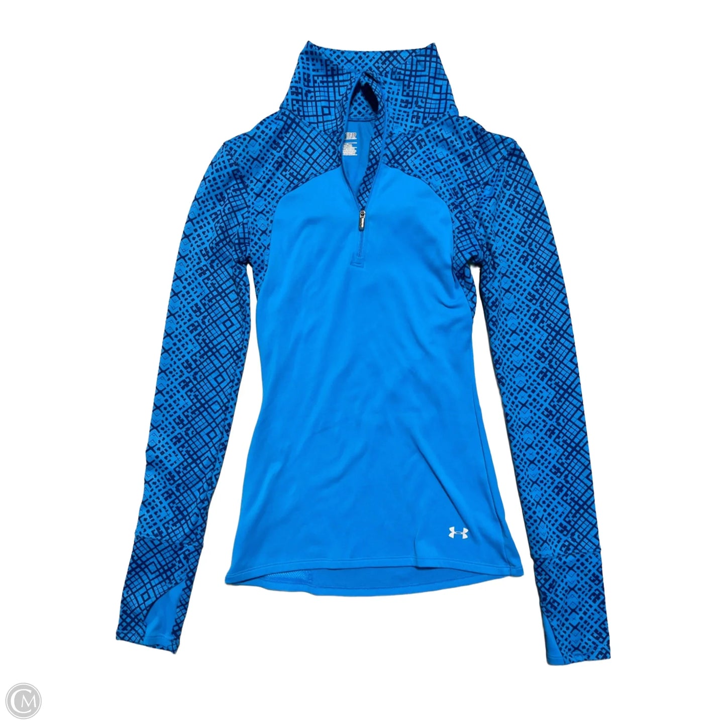 Athletic Top Long Sleeve Collar By Under Armour In Blue, Size: Xs