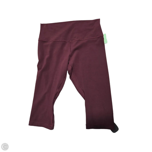 Athletic Capris By Lululemon In Maroon, Size: 12