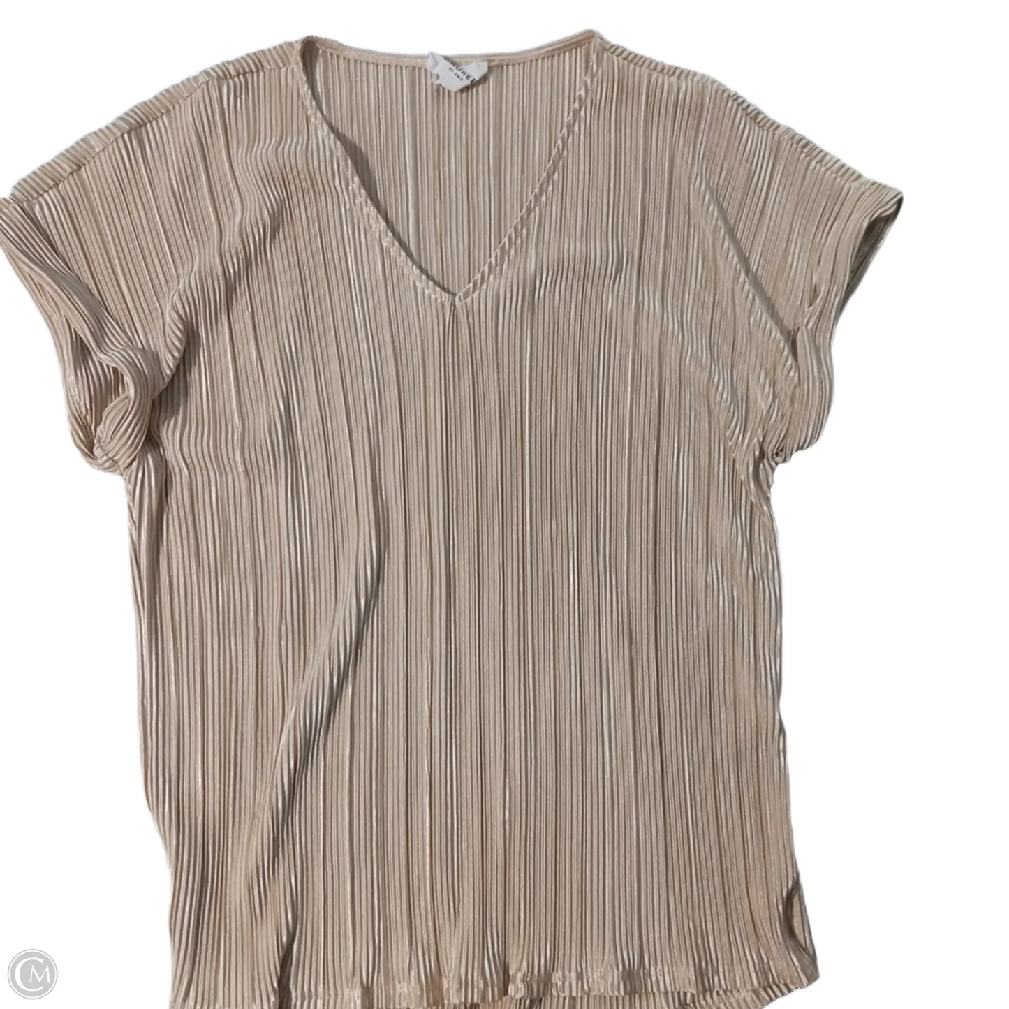 Top Short Sleeve By Andree By Unit In Gold, Size: L