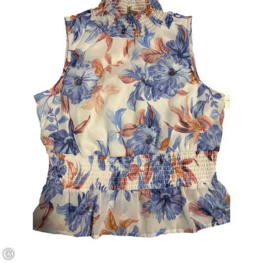Top Sleeveless By Japna In Floral Print, Size: L