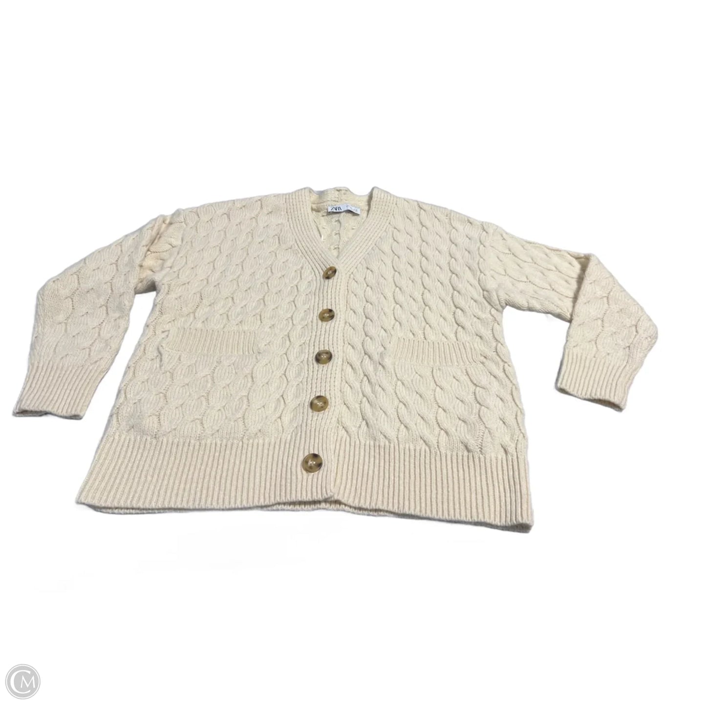Sweater Cardigan By Zara In Cream, Size: S